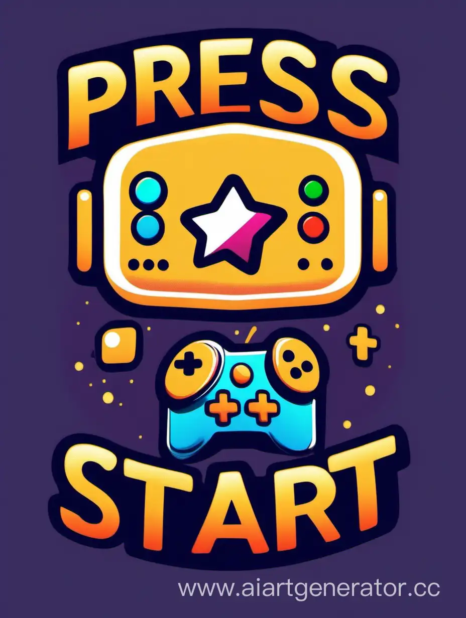 "Press Start" with a power button icon and a player avatar, on a t-shirt design 