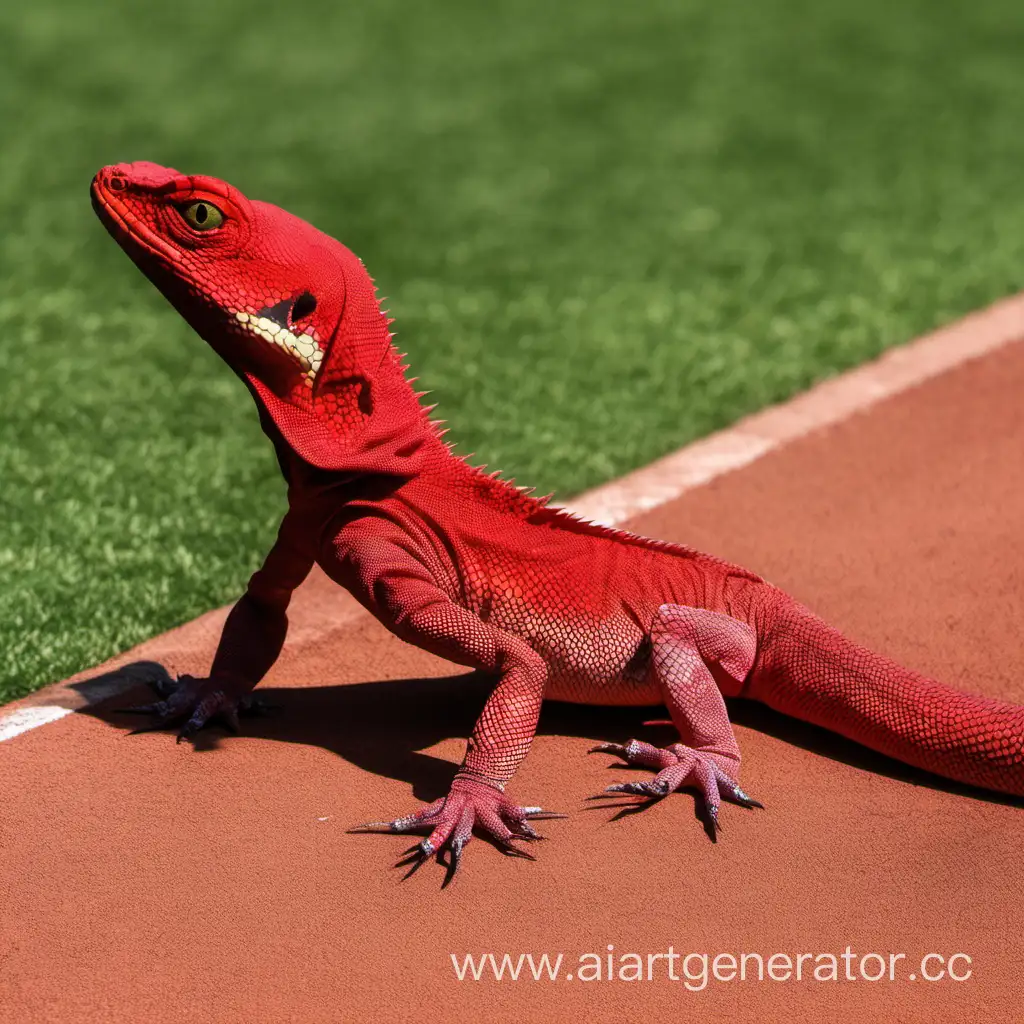 Vibrant-Crimson-Lizard-Emerging-from-the-Dugout