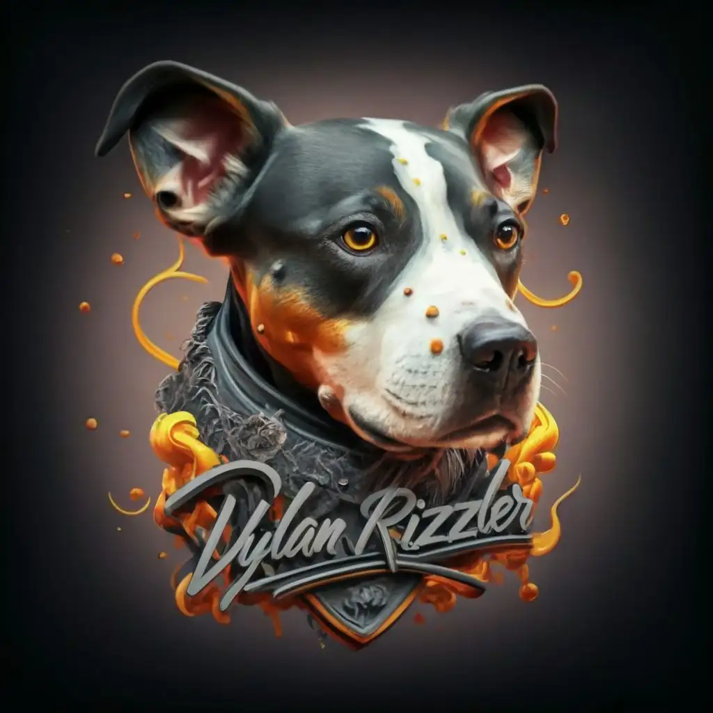 logo, dog in gangster style 80, graffiti, 3d render, typography, with the text "Dylan Rizzler", typography, be used in Retail industry