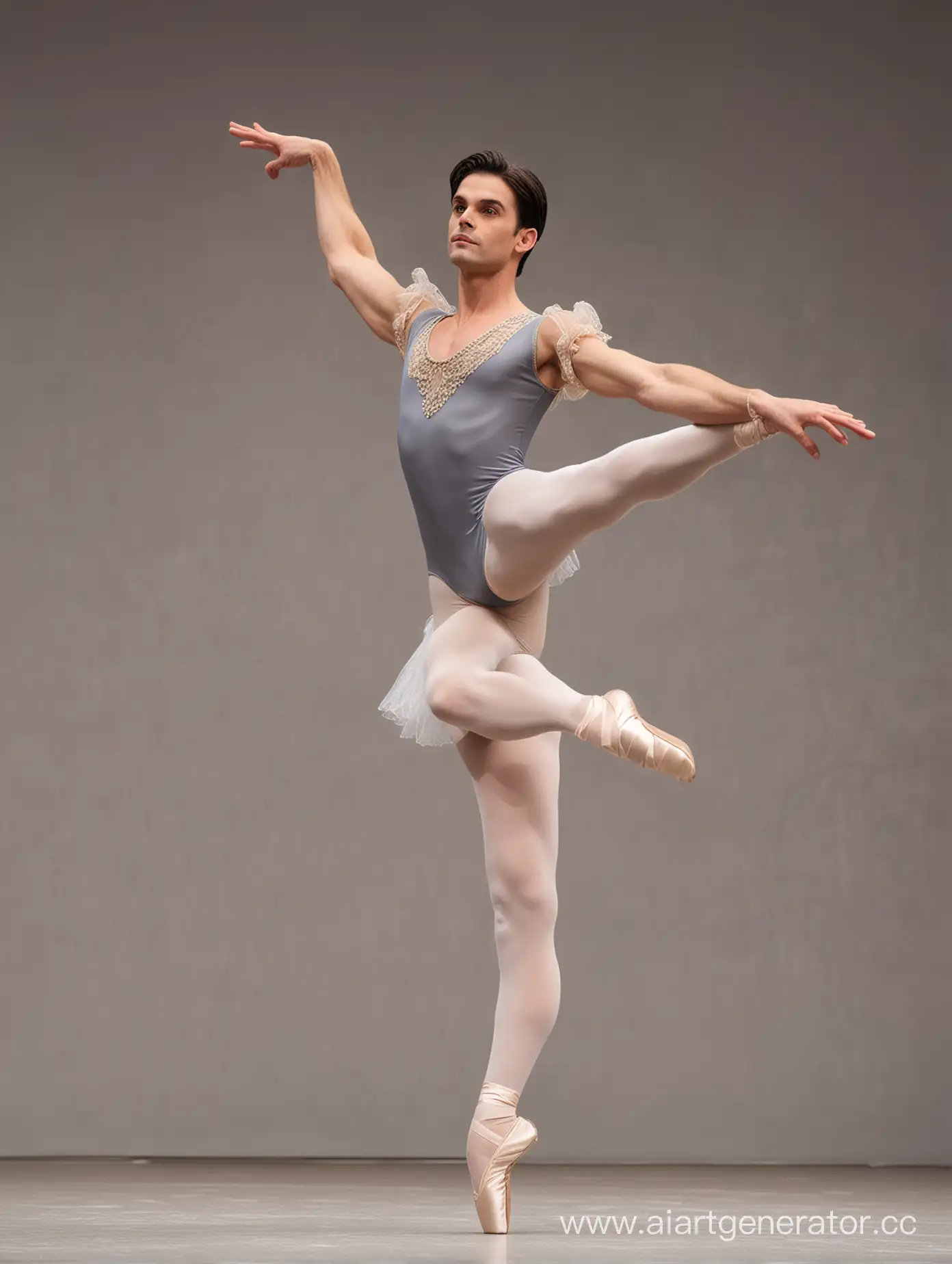 кукла мужественный темноволосый красавец Cavalier балерун из New-York-City-Ballet в обтягивающем трико танцует балет на сцена