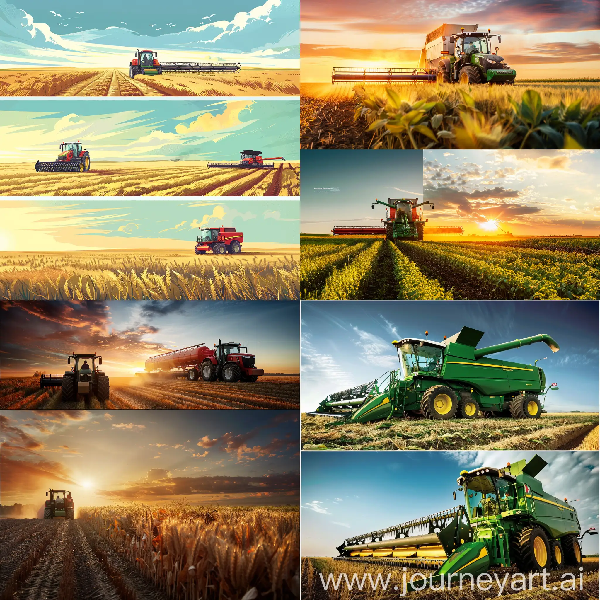 I want 3 images for an agricultural website. The images needs to reflect that the company is big and the images should be landscape