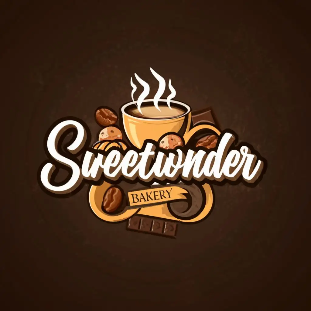 a logo design,with the text "SweetWonder", main symbol:coffee, bakery , chocolate,Moderate,be used in Restaurant industry,clear background
