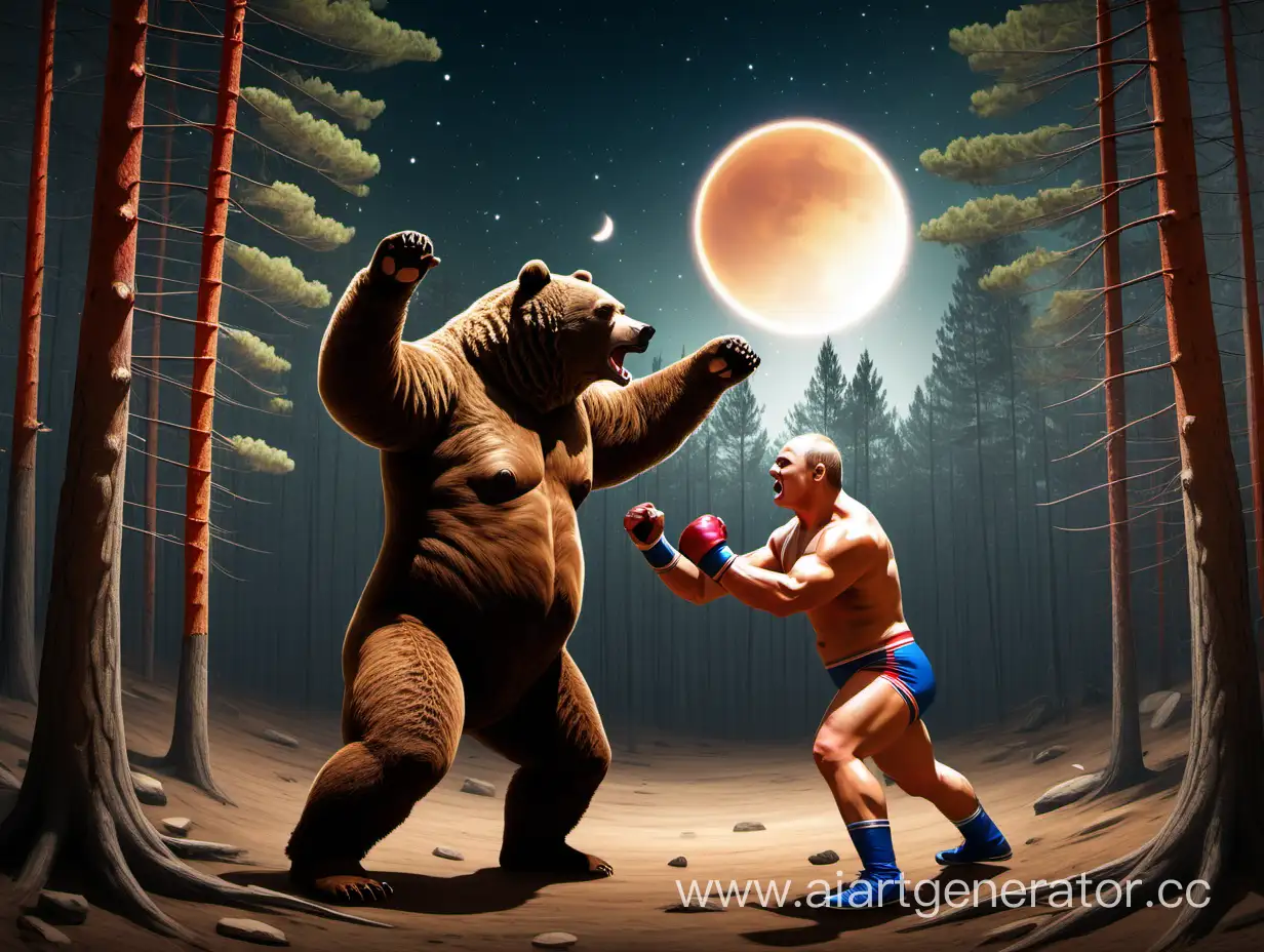 Russian-Bear-Wrestling-Match-Amidst-Pine-Forest-Eclipse