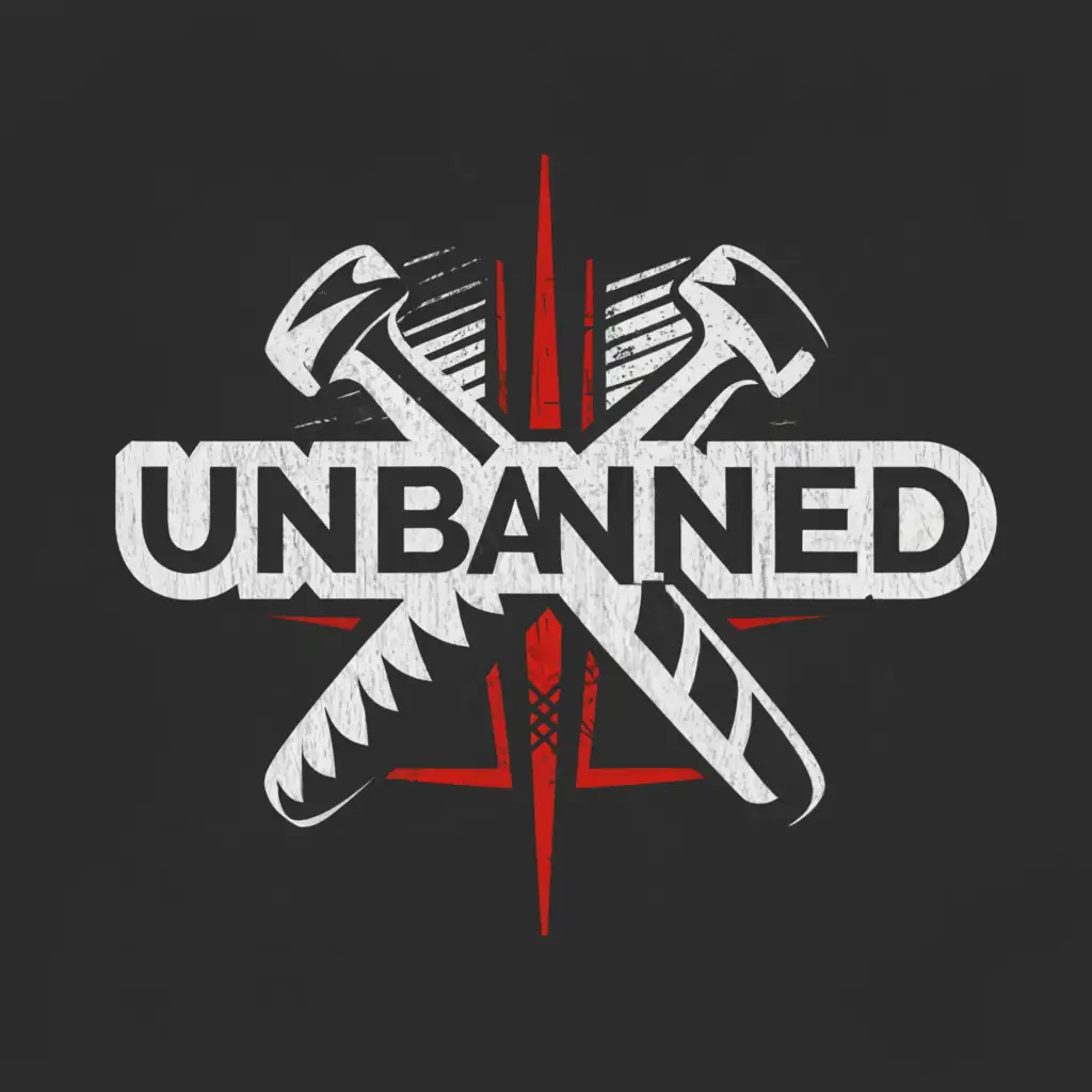 a logo design,with the text "Unbanned", main symbol:Ban hammer,Moderate,clear background