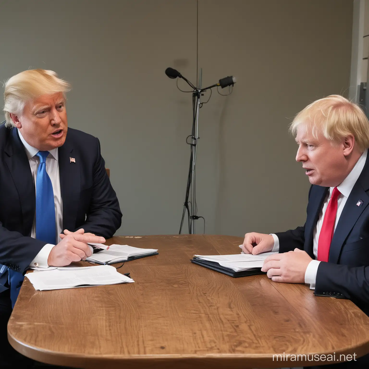 Former Leaders Donald Trump and Boris Johnson Discussing Neurotechnology