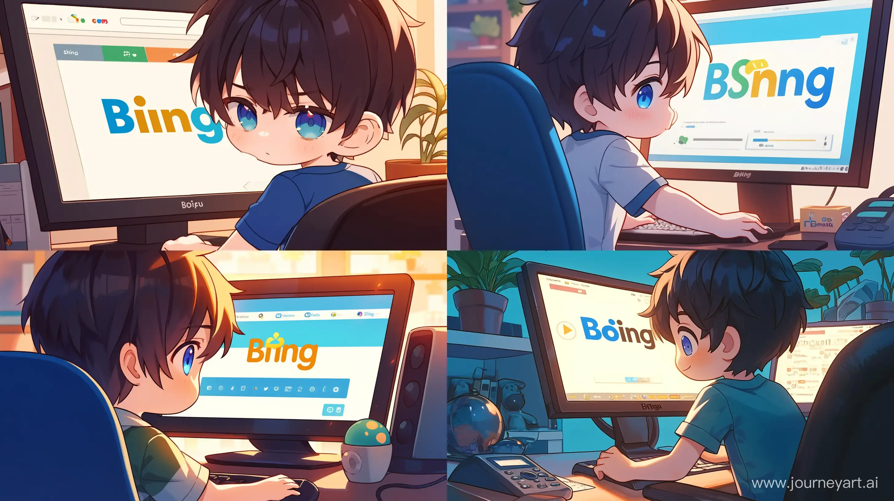 Chibi-Style-Anime-Boy-Searching-with-Bing-on-Monitor