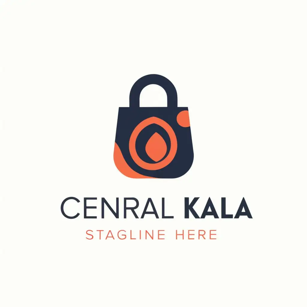a logo design,with the text "central kala", main symbol:peach and navy-blue colored
shopping bag
