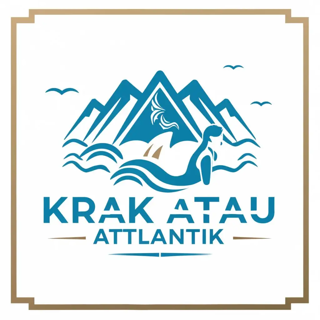 LOGO-Design-for-Krakatau-Atlantik-Majestic-Mountain-and-Ocean-Swimming-Emblem