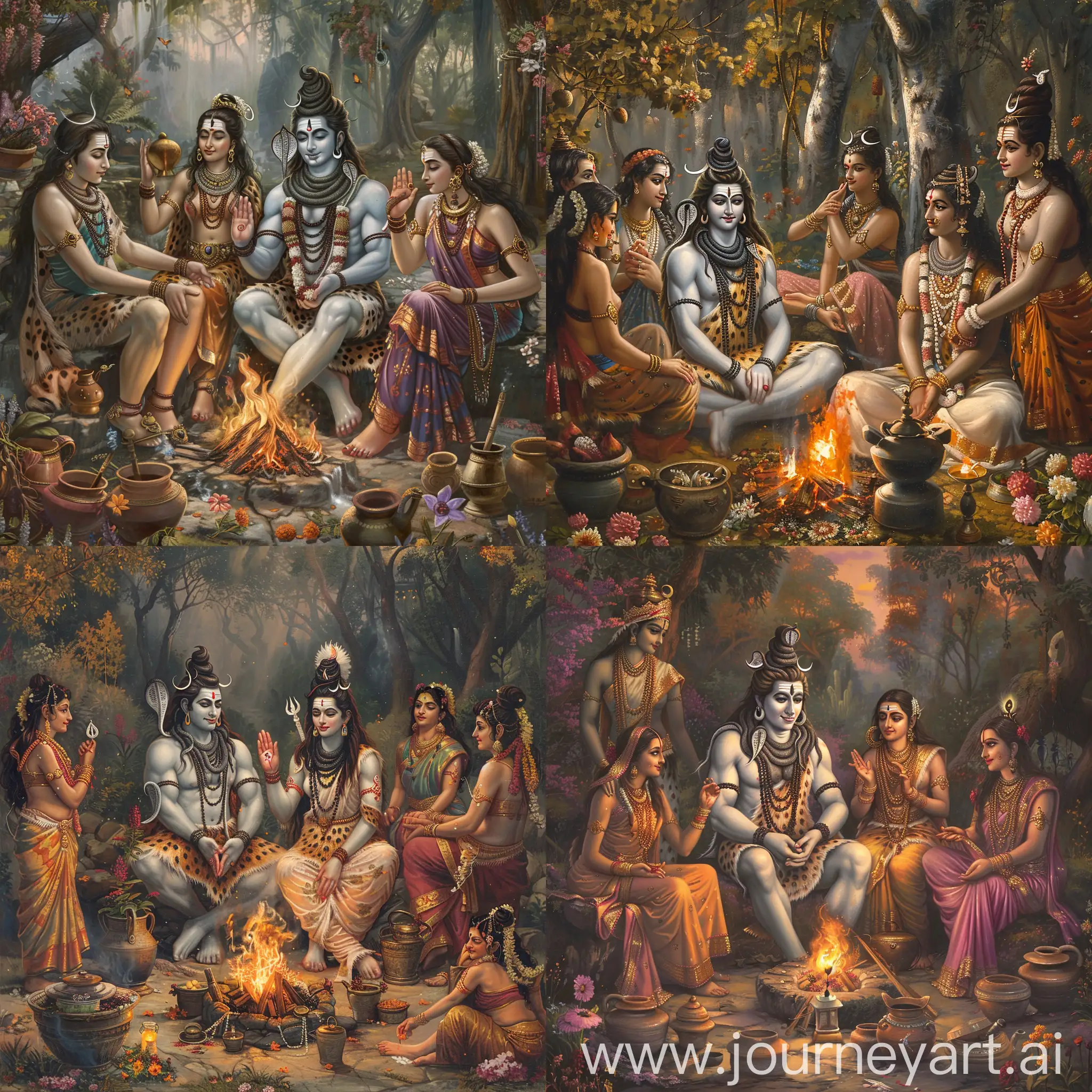 Divine-Gathering-Lord-Shiva-and-Parvati-Surrounded-by-Devotees-and-Nature