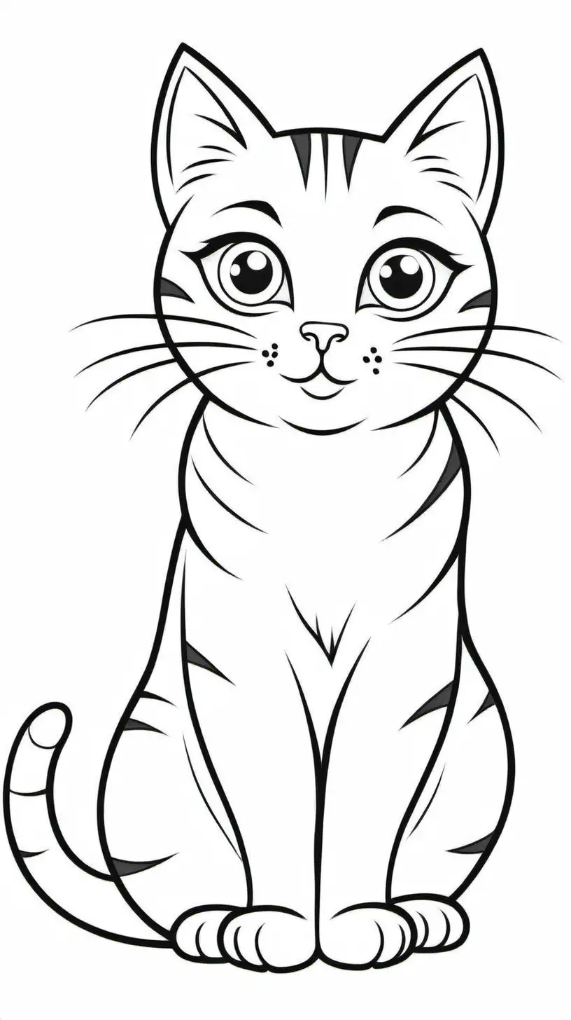 Simple Cartoon Cat Coloring Page for 3YearOlds Easy and Fun Toddler Activity