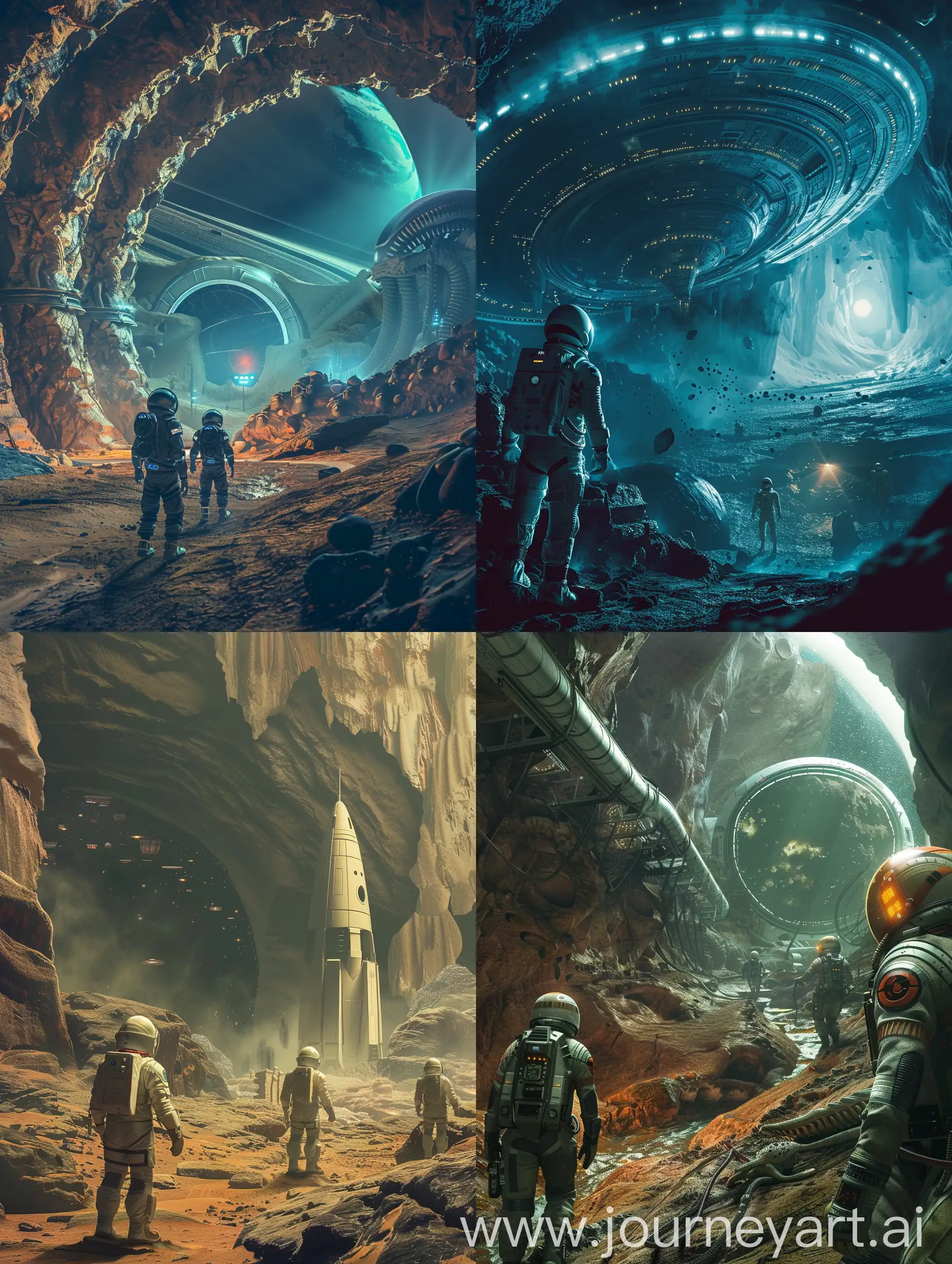a space crew visiting an underground alien sanctuary 