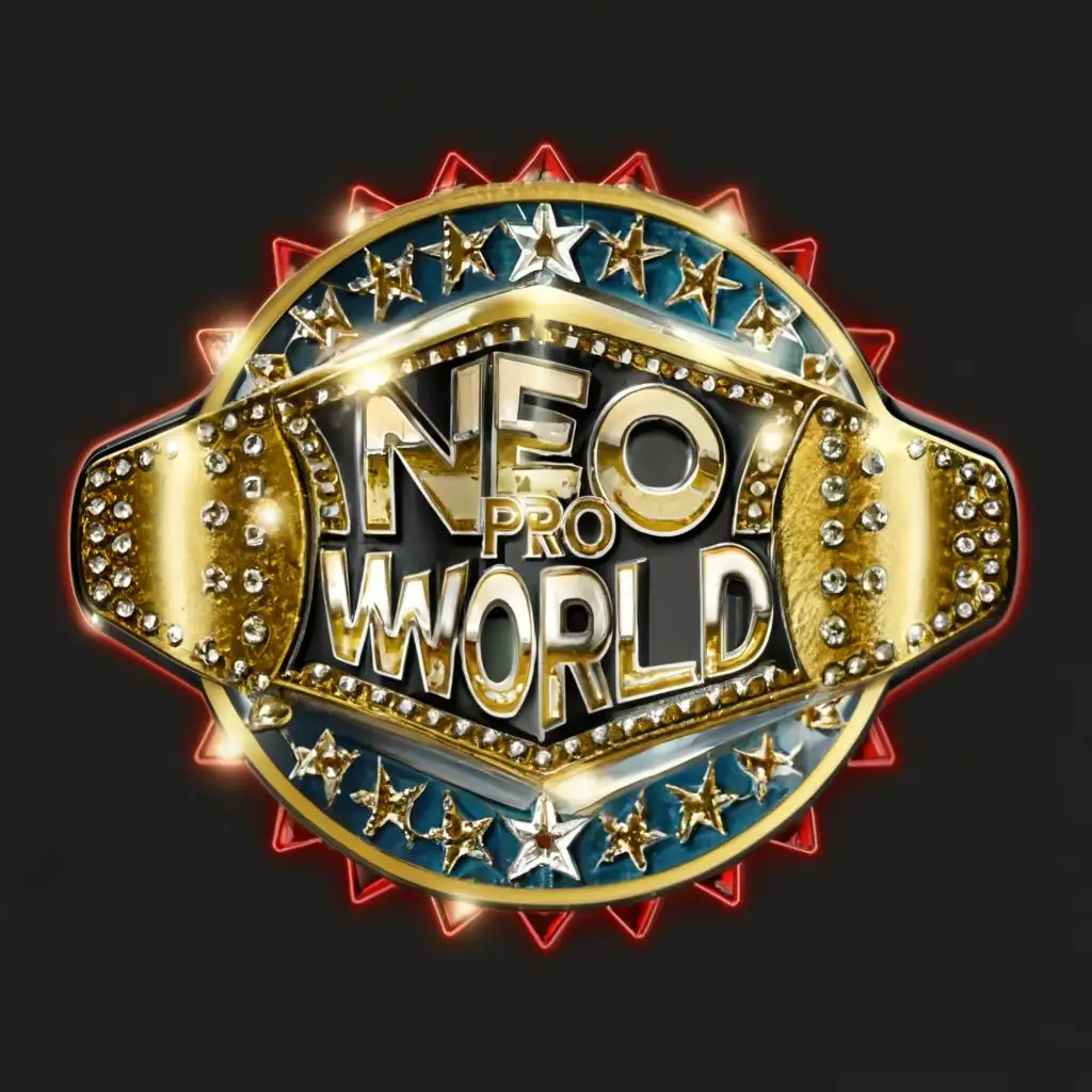 a logo design,with the text 'title', main symbol:Wrestling title belt with the words Neo Pro World on it,Moderate,clear background