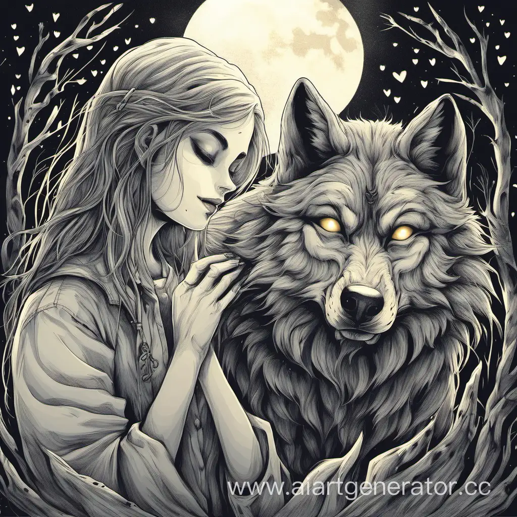 Girls-Enchantment-with-the-Wolf-in-a-Mystical-Forest