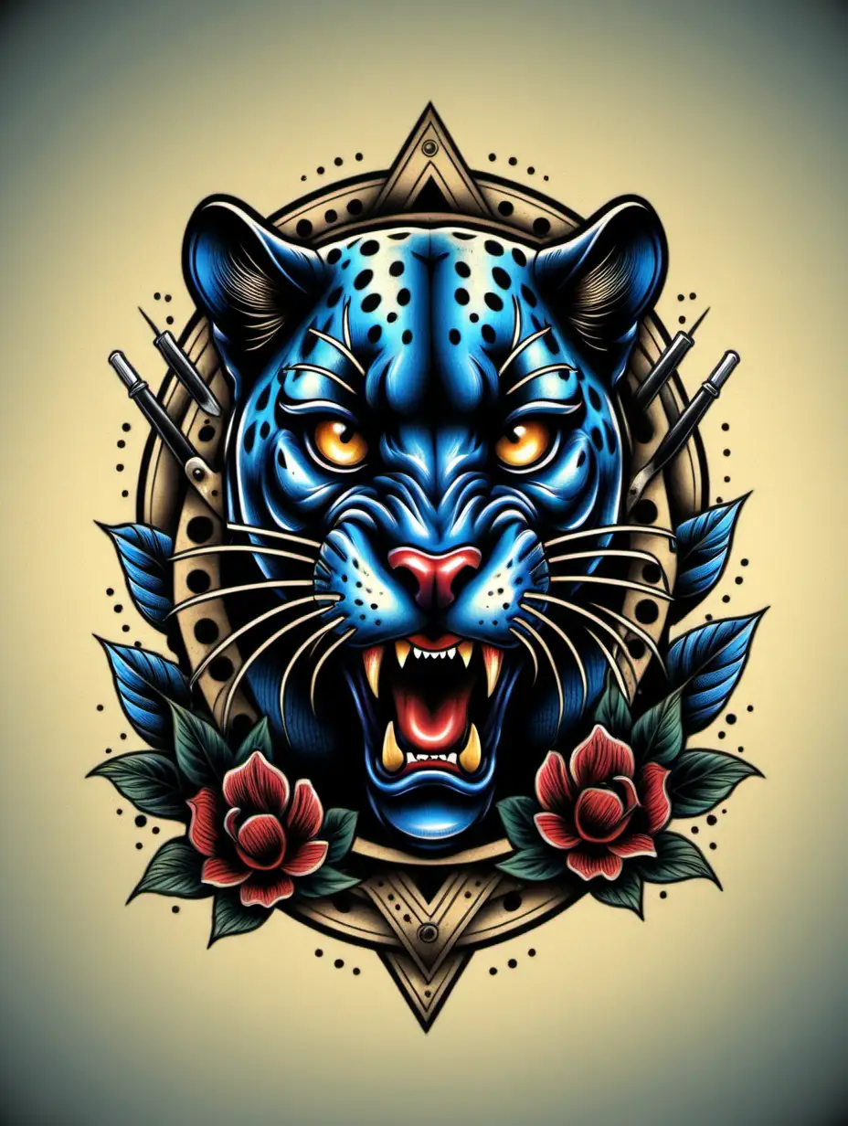 Vintage Panther Tattoo TShirt Design