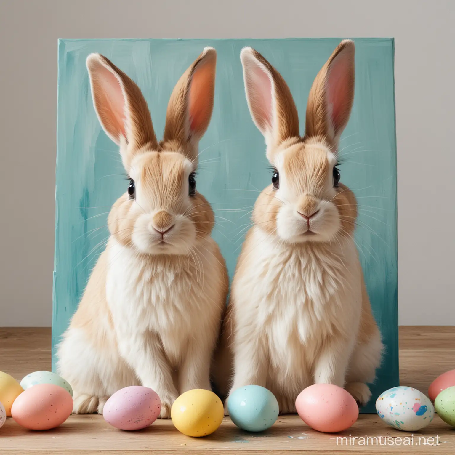 Make a painting for Easter with bunnies