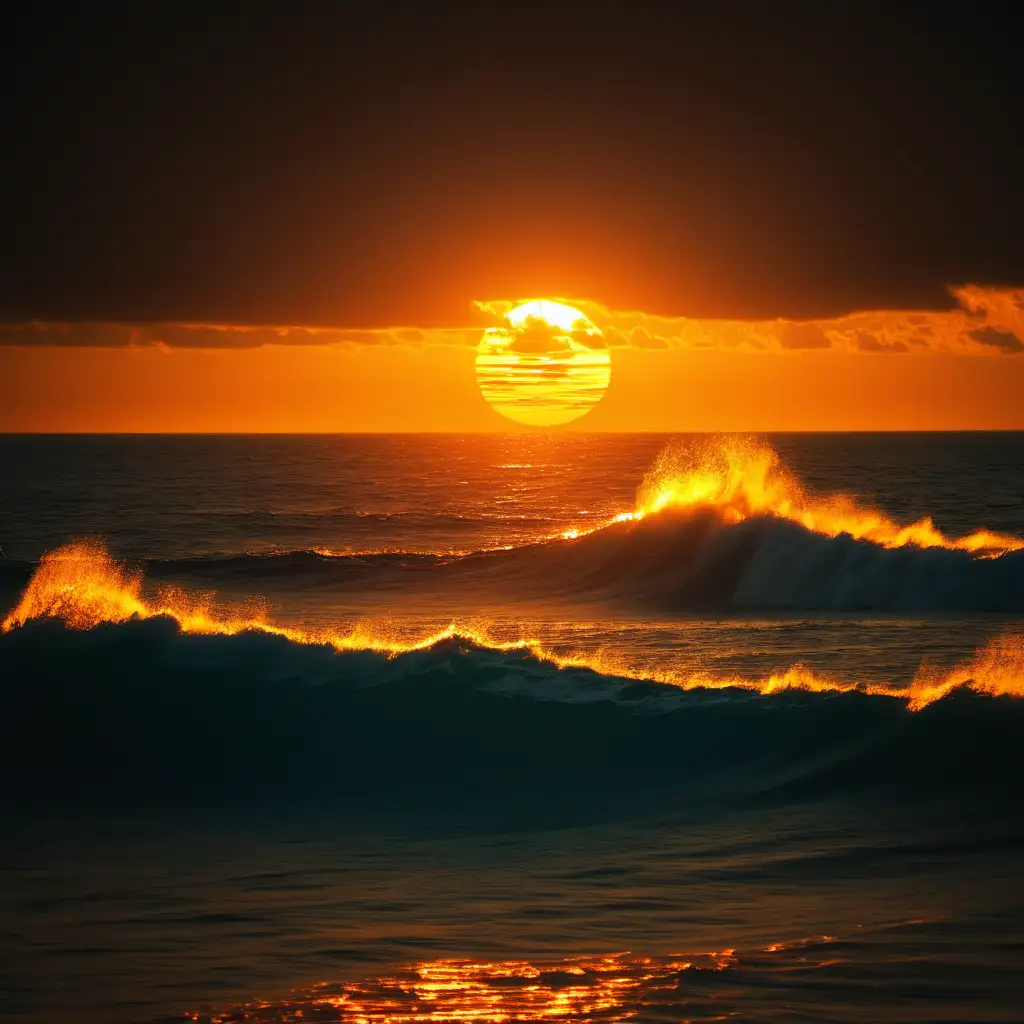 Mesmerizing Golden Sunset over the Vast Ocean