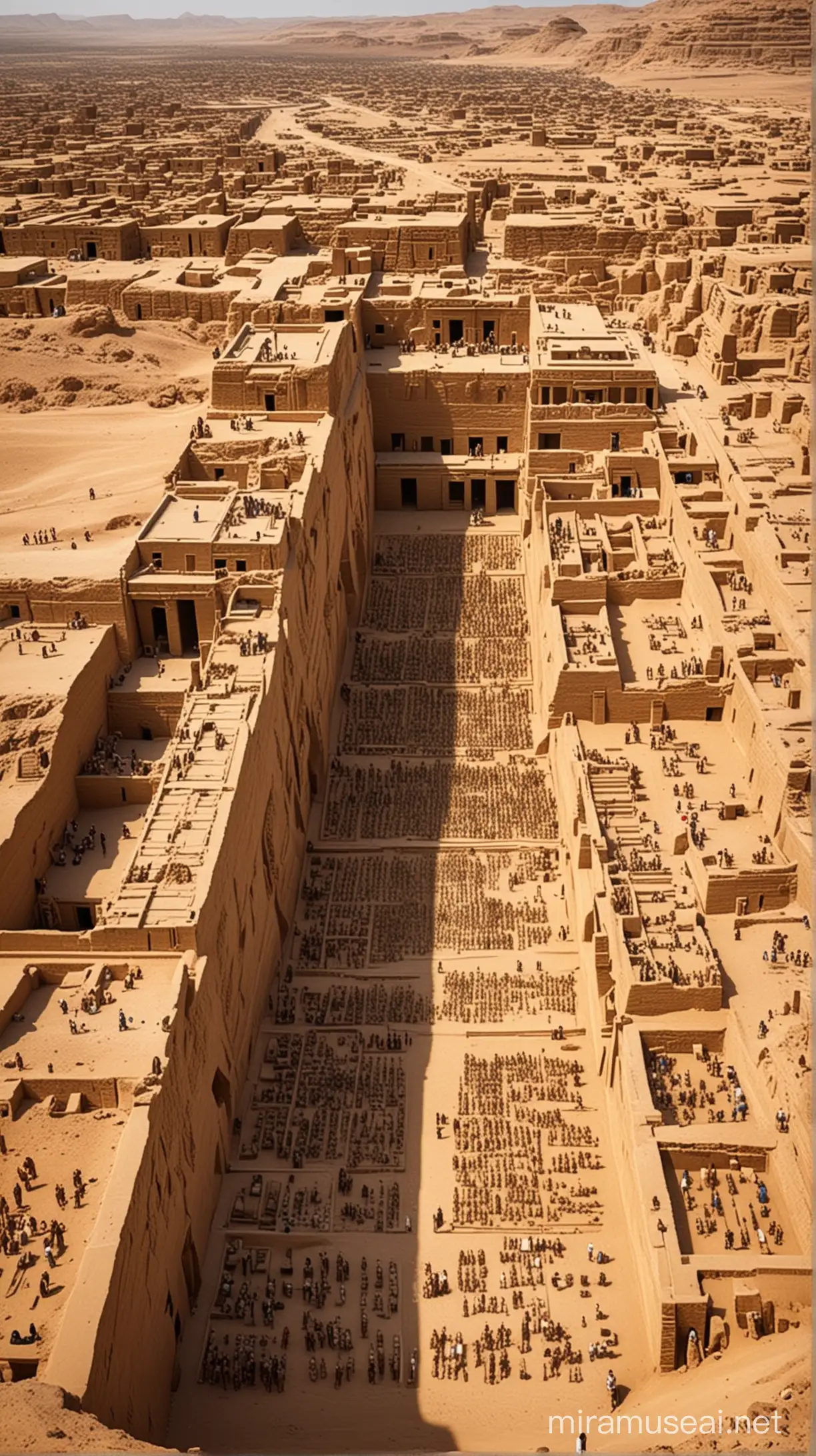 Bustling Ancient Egyptian City with Human Figures