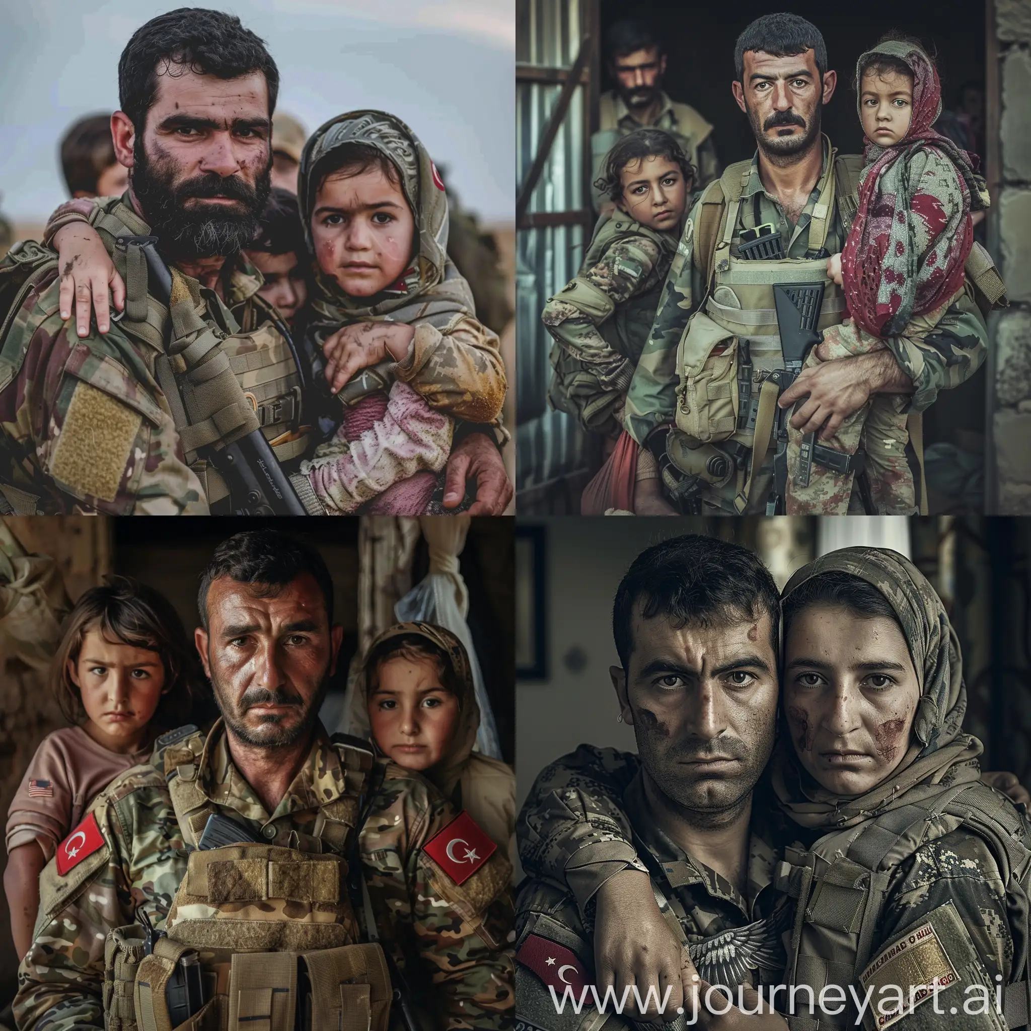 A Turkish soldier who had to leave his wife and children and go to the army.