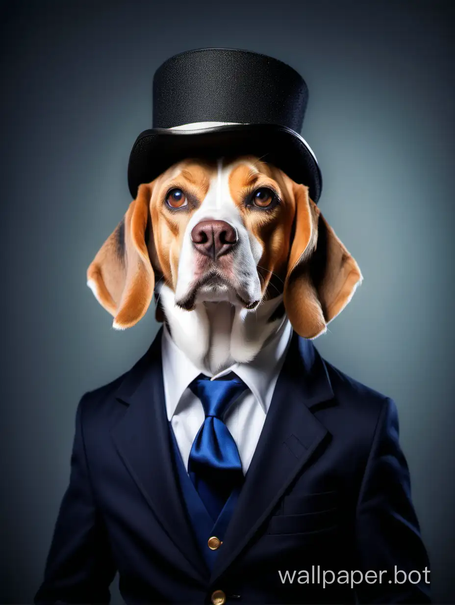 Портрет собаки бигль на заказ - Домашнее животное в классическом костюме - Портрет бигля Бизнесмены - Портрет собаки на заказ в костюме - Портрет собаки на заказ в костюме
