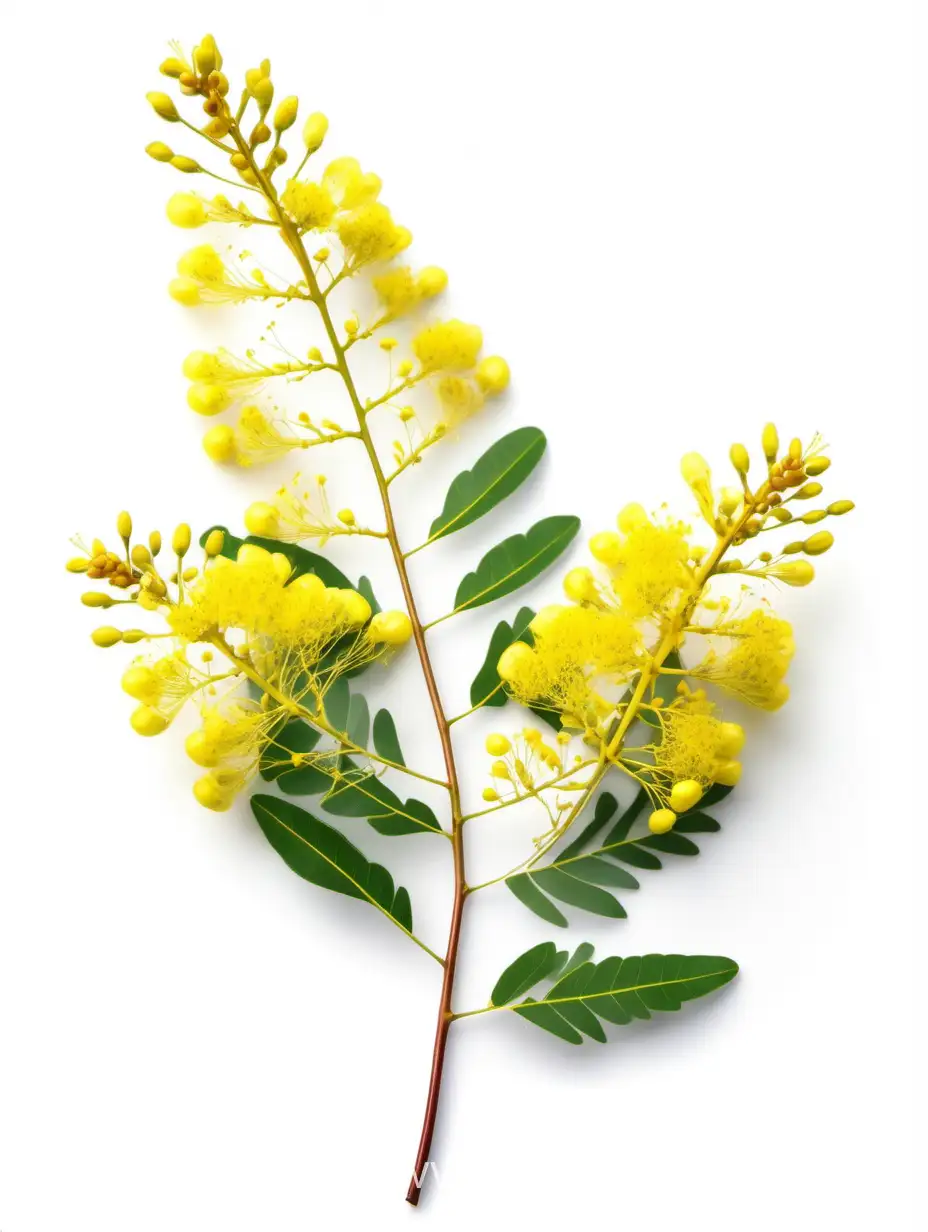 Botanical wild Acacia flower on white background