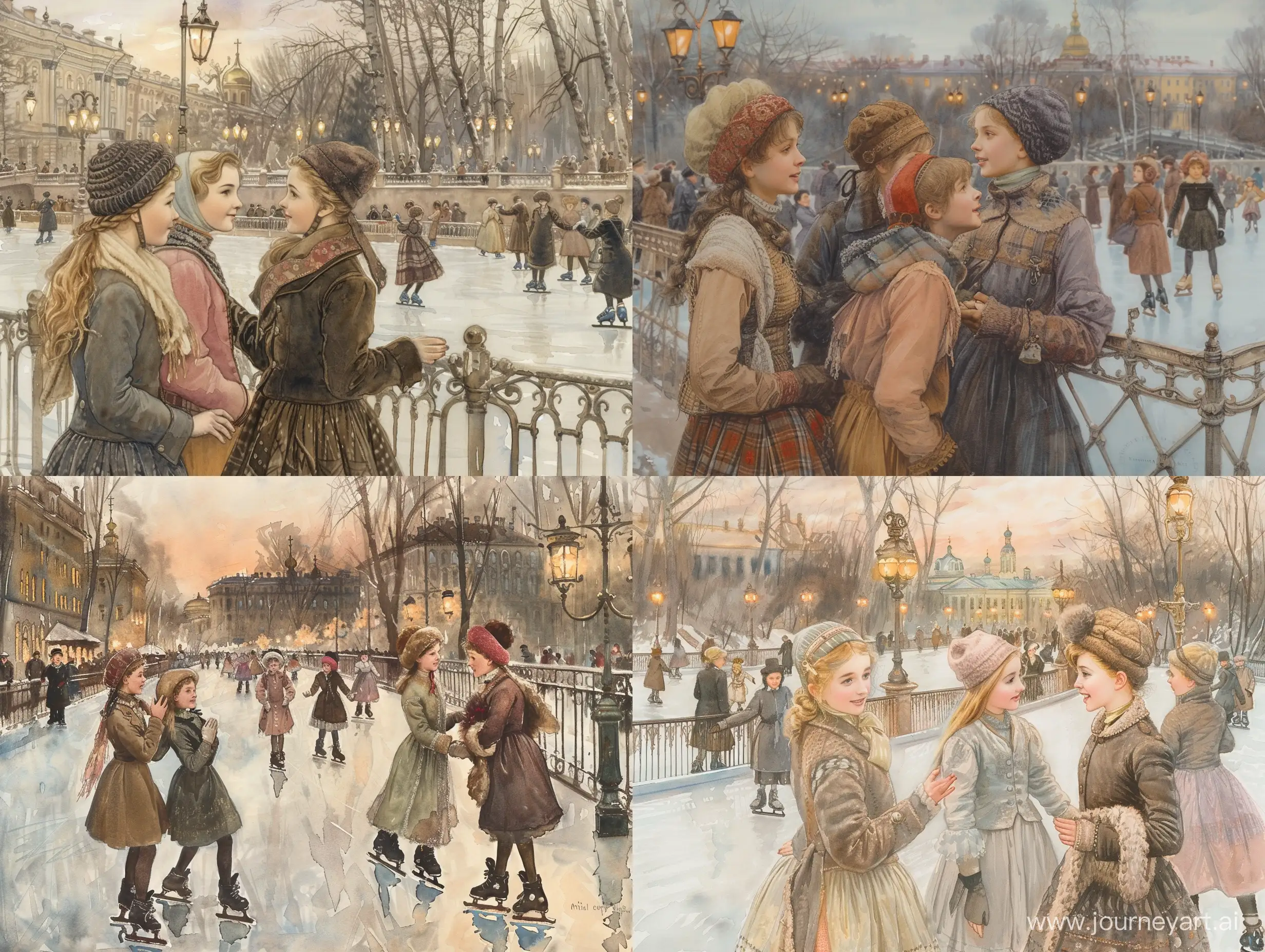 Fashionable-Girls-Skating-in-St-Petersburg-Park-1910