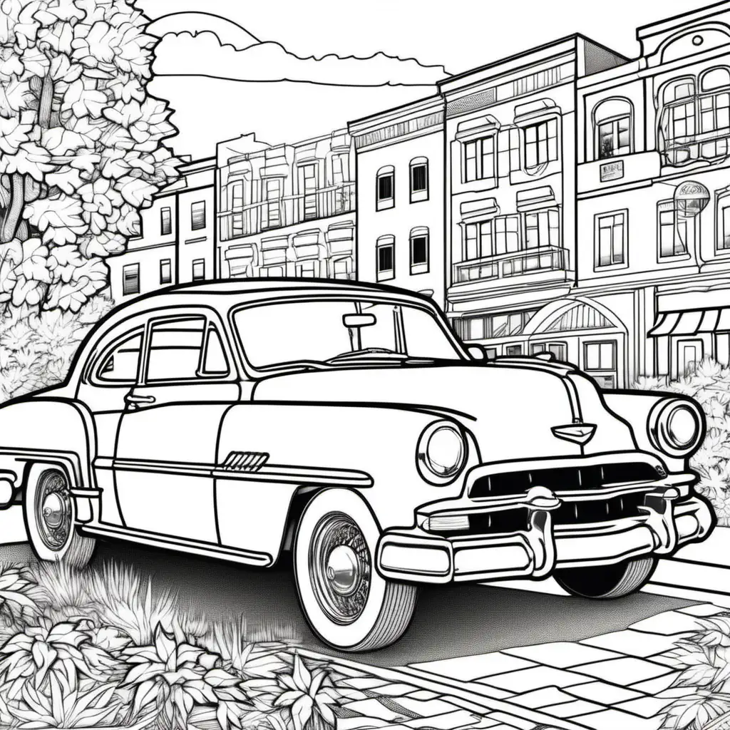 Vintage Classic Car Coloring Page for Adults and Kids