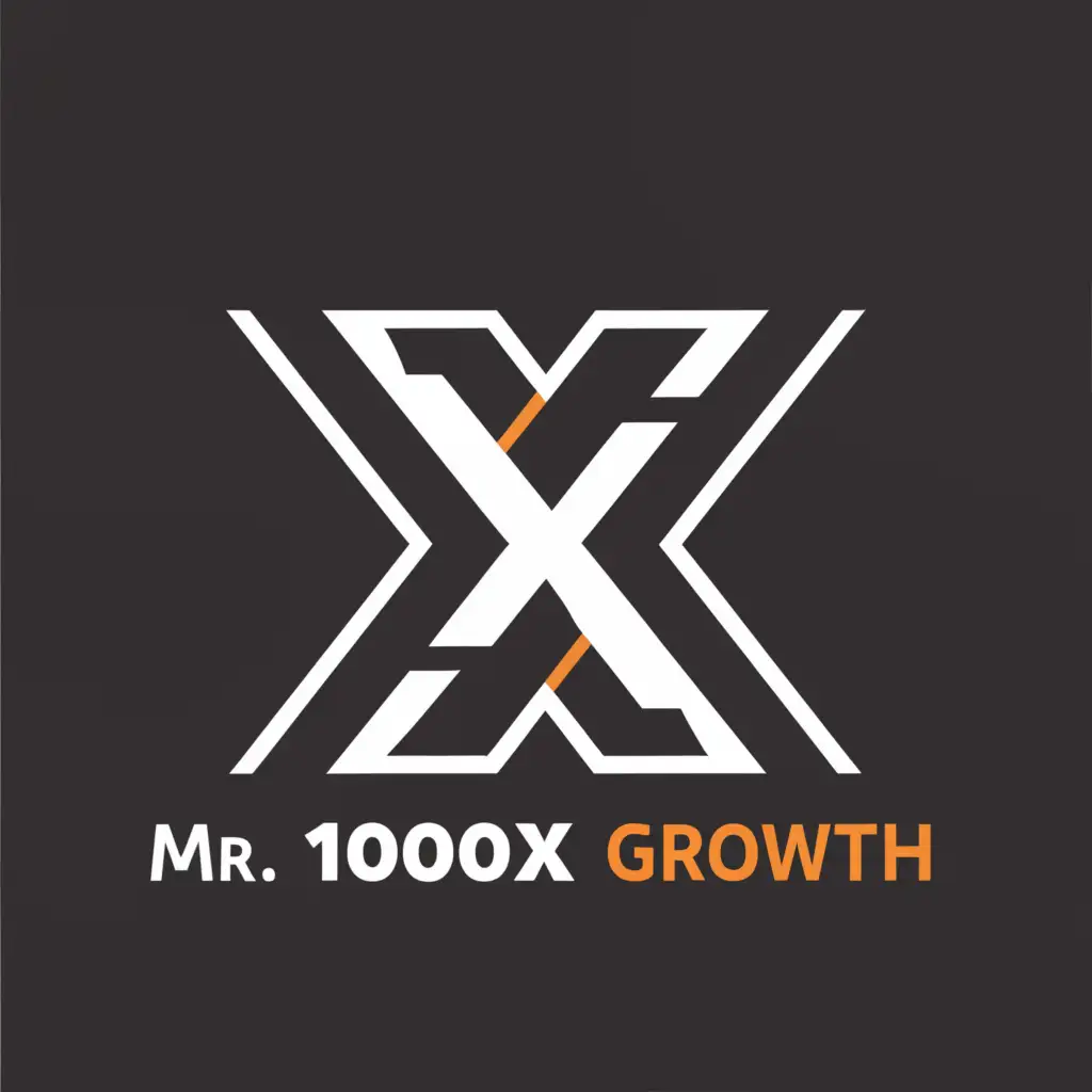 a logo design,with the text "Mr 1000x Growth", main symbol:x,Minimalistic,be used in Internet industry,clear background
