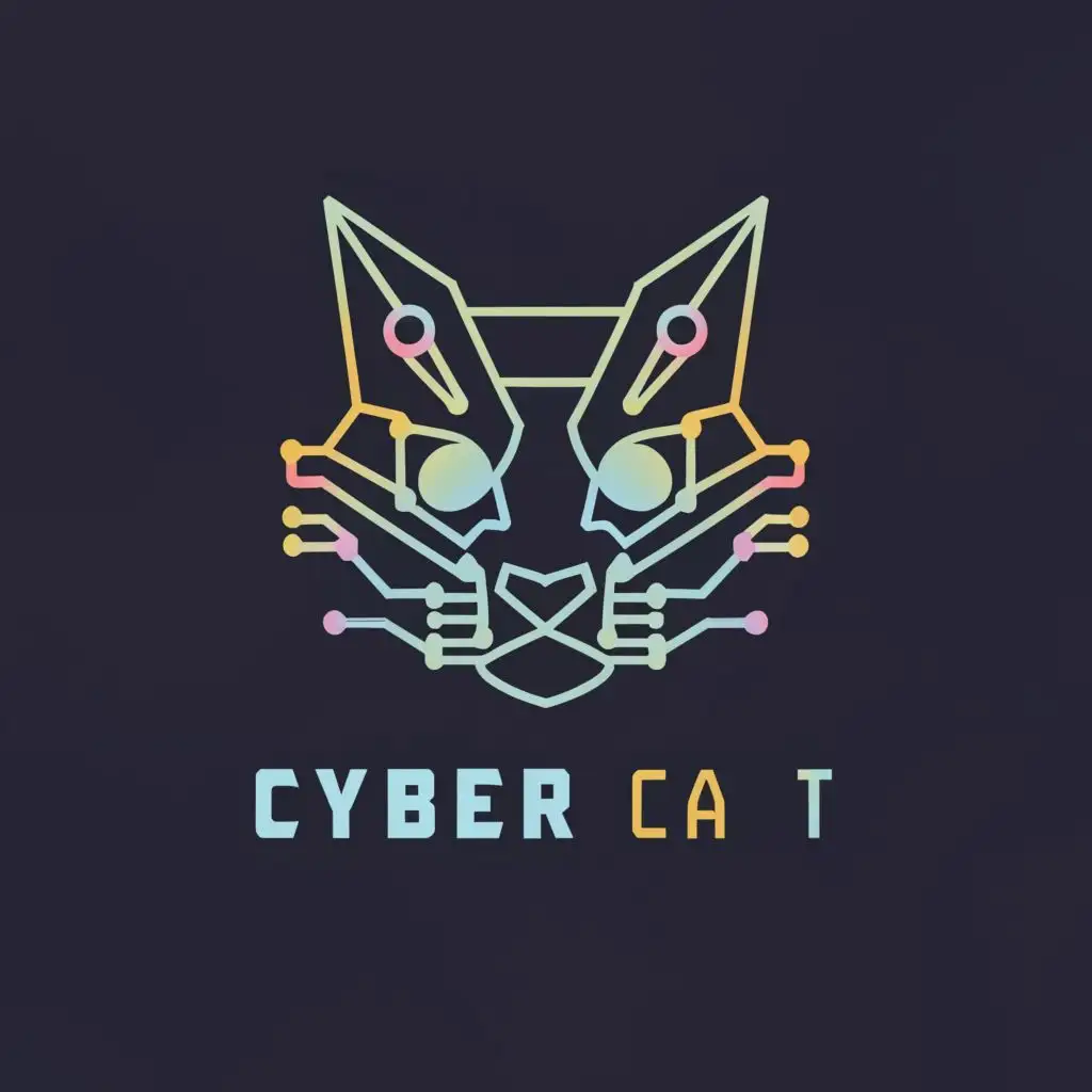 a logo design,with the text "cyber cat", main symbol:a cat, be used in Technology industry