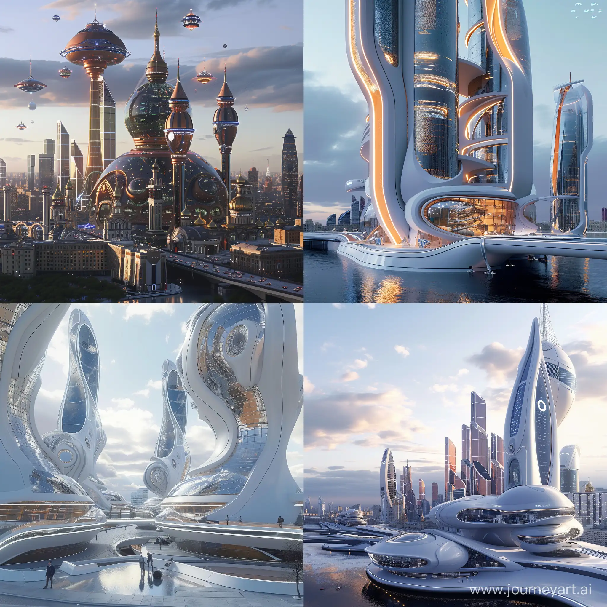 Futuristic Moscow, in extremely modern style, octane render