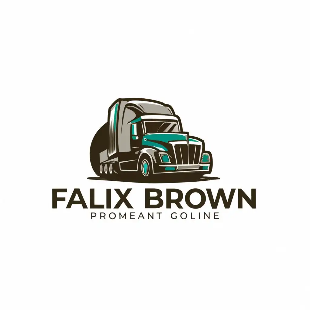 a logo design,with the text "Falix Brown", main symbol:Truck industry( Blue,Green Colour) with a cool background design and color,Moderate,clear background