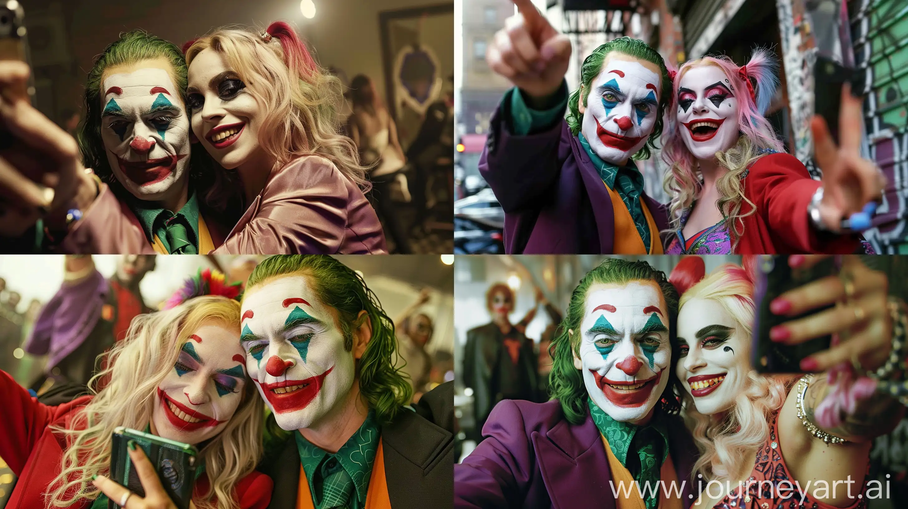 Selfie Joker and Lady Gaga as Harley Quinn. --ar 16:9