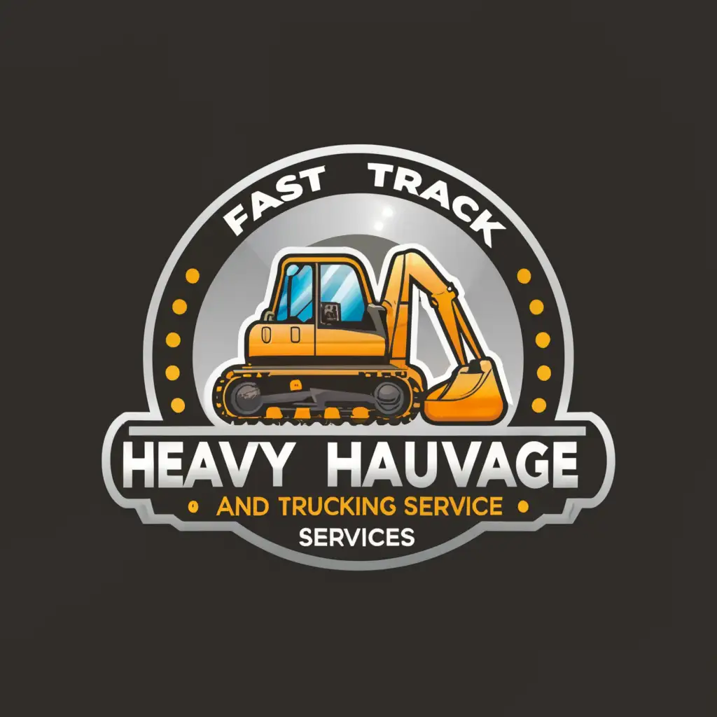 a logo design,with the text "Fast Track Heavy Haulage and Trucking Services", main symbol:Excavator,Moderate,be used in Construction industry,clear background