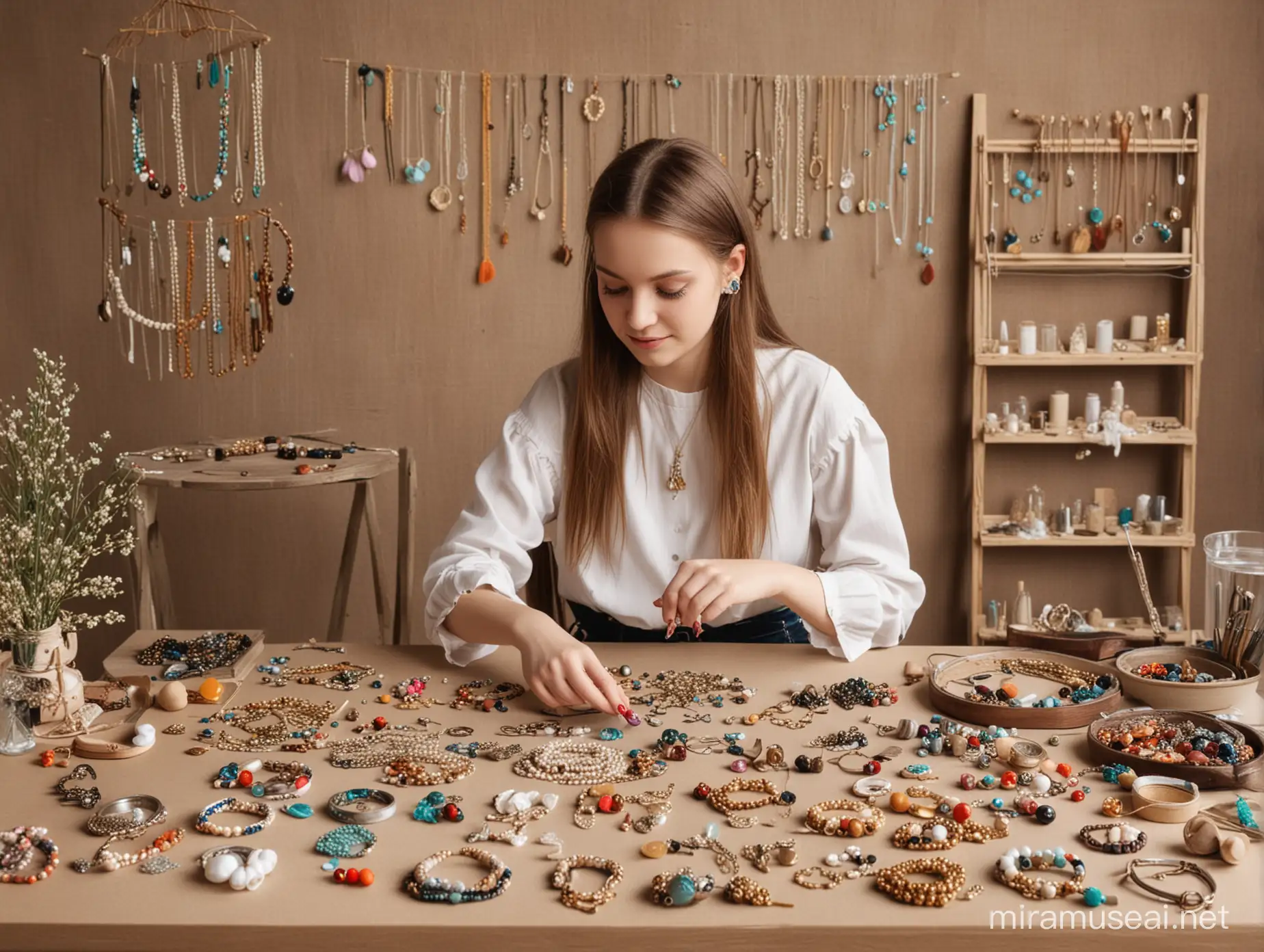 Creative Workshop Girl Crafting Unique Handmade Jewelry