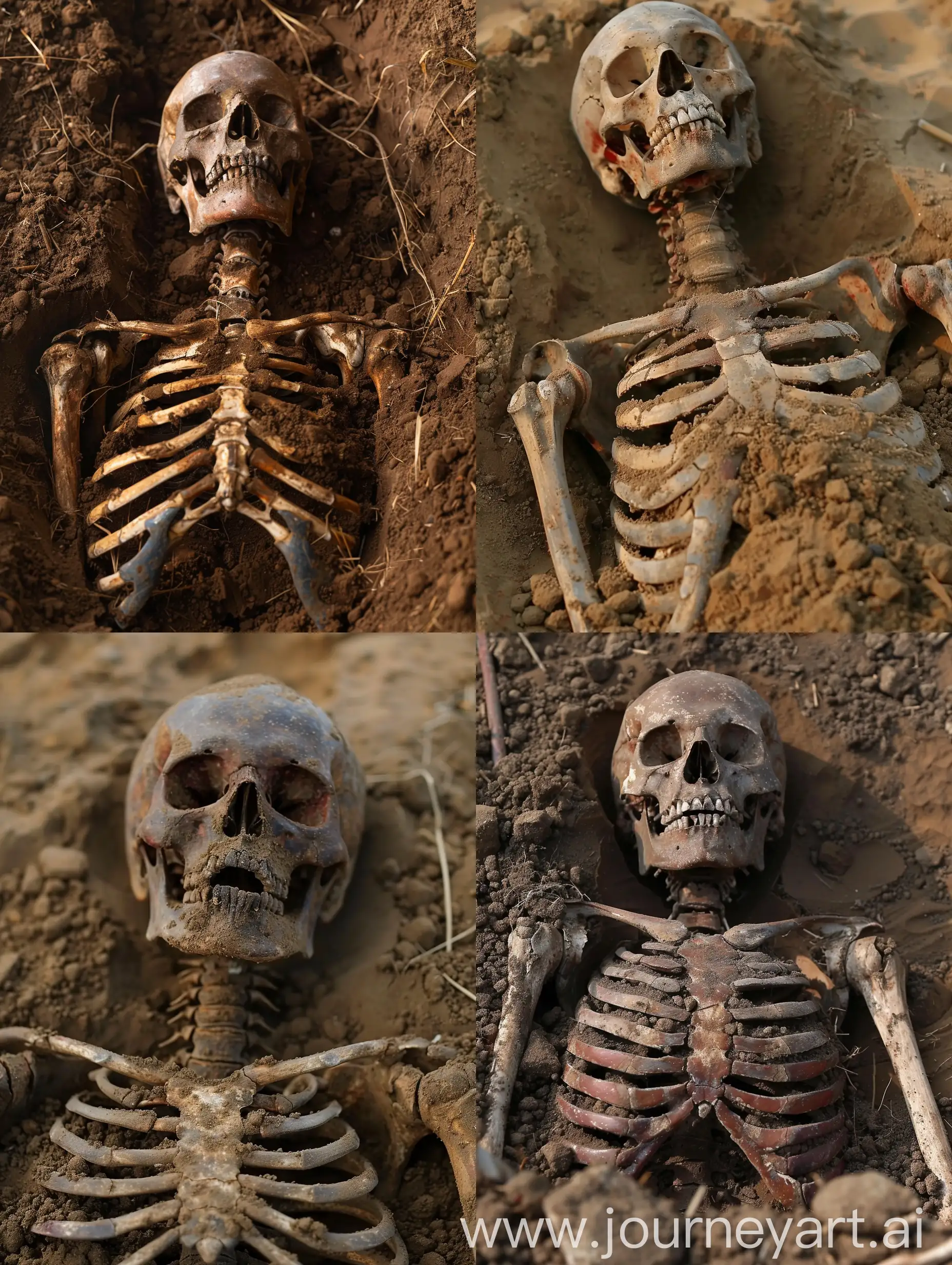 Medieval skeleton buried in the soil
