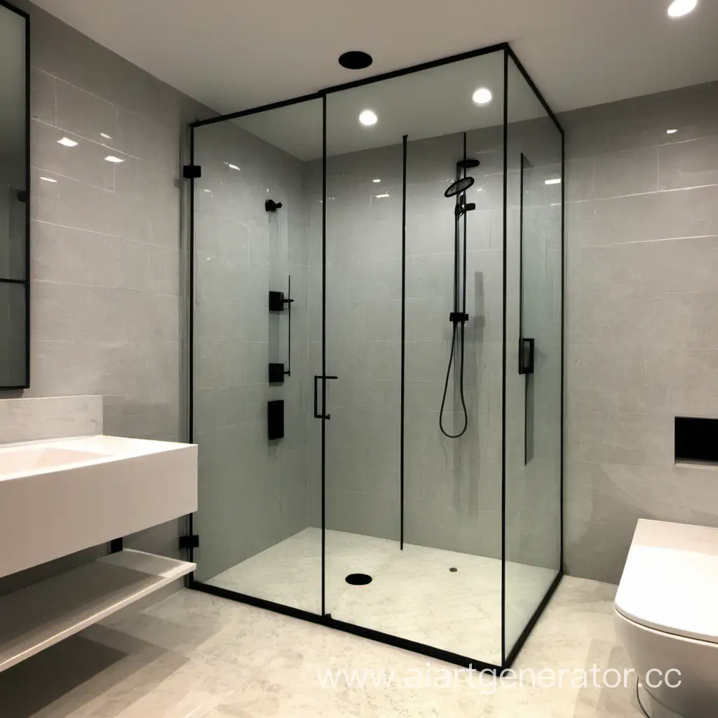 glass partition in the shower room