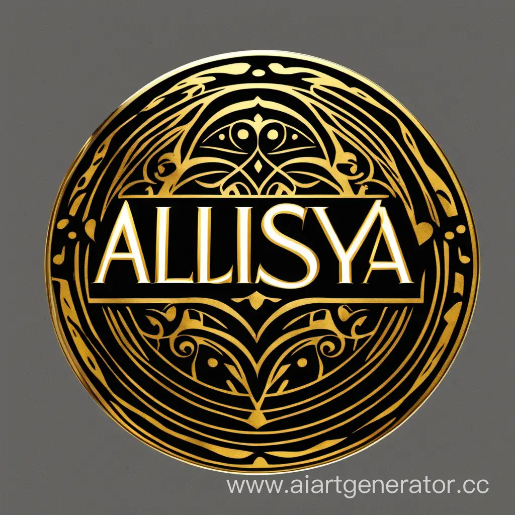 ALISSIYA - девушка круглый логотип черный золотой