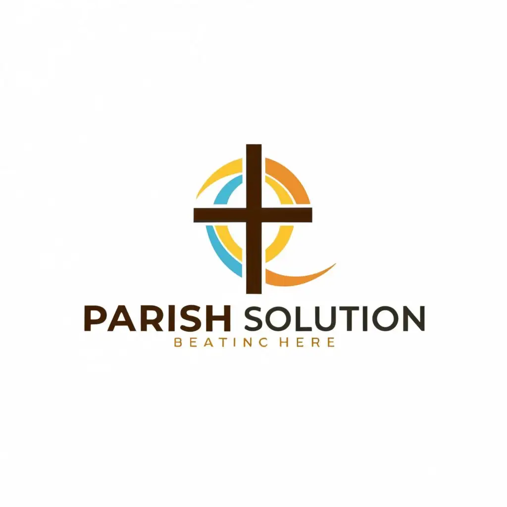logo, cross church parish, with the text "Parish Solution", typography, be used in Religious industry