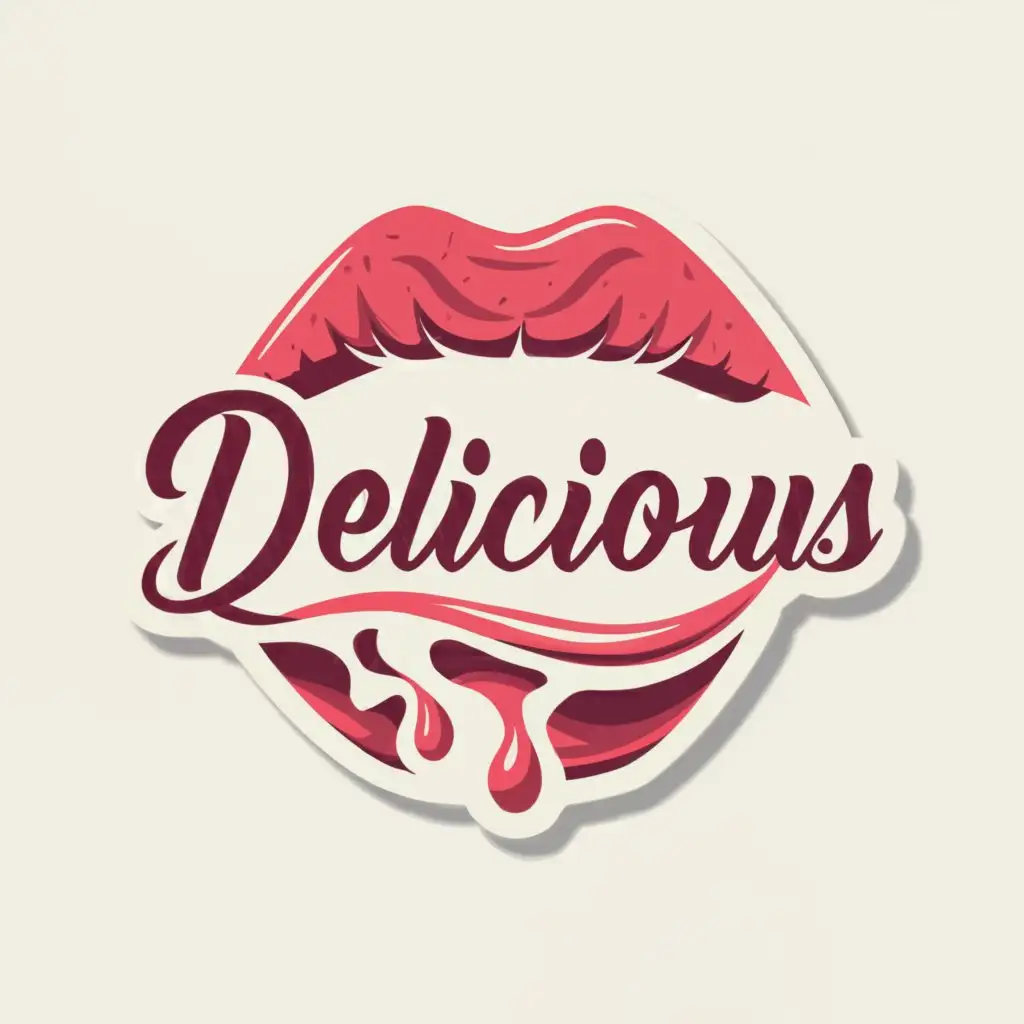 a logo design,with the text "Delicious ", main symbol:Drooling tongue vibrant appealing memorable  ,complex,be used in Restaurant industry,clear background