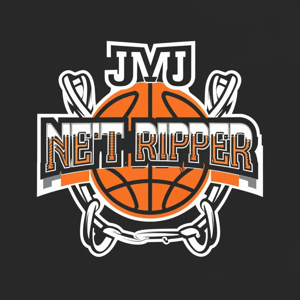 LOGO-Design-For-JMJ-Net-Ripper-Dynamic-Basketball-Ring-with-Striking-Typography-for-Sports-Fitness-Brand