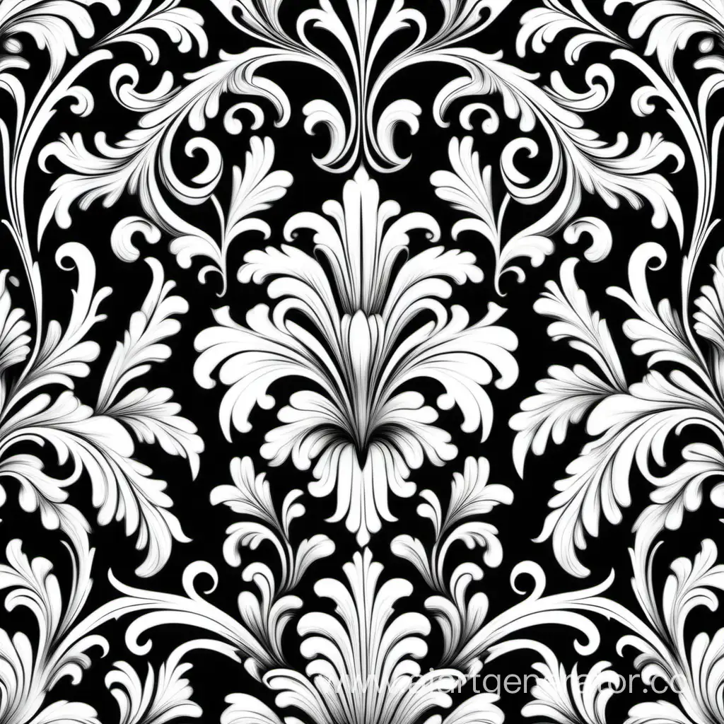 Elegant-Floral-Baroque-Pattern-in-Black-and-White-Vector-Illustration