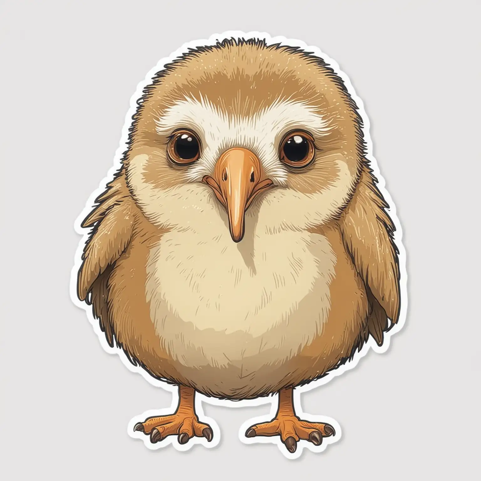 Cute Kiwi Bird Caricature DieCut Vector Sticker