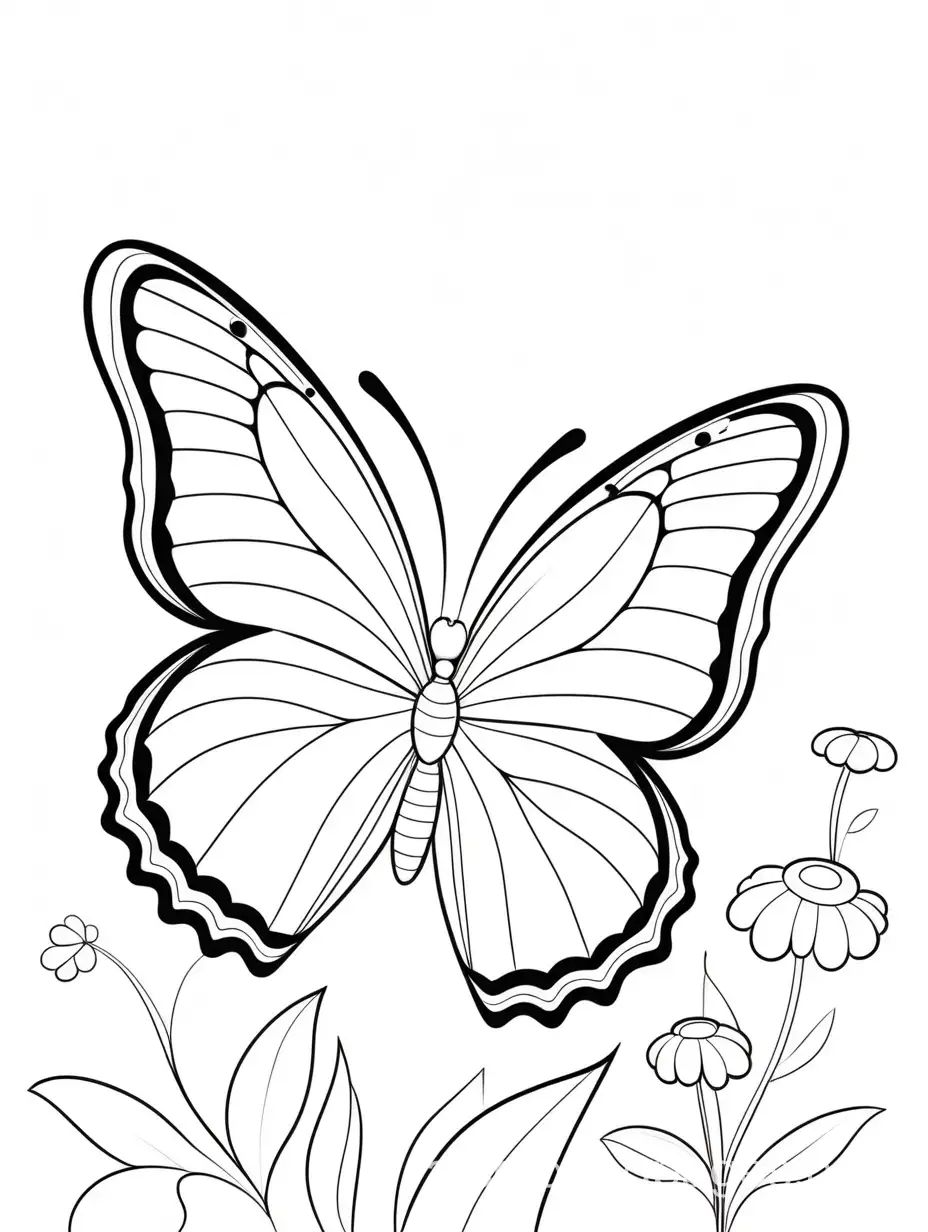Simple-Butterfly-Coloring-Page-for-Kids-on-White-Background