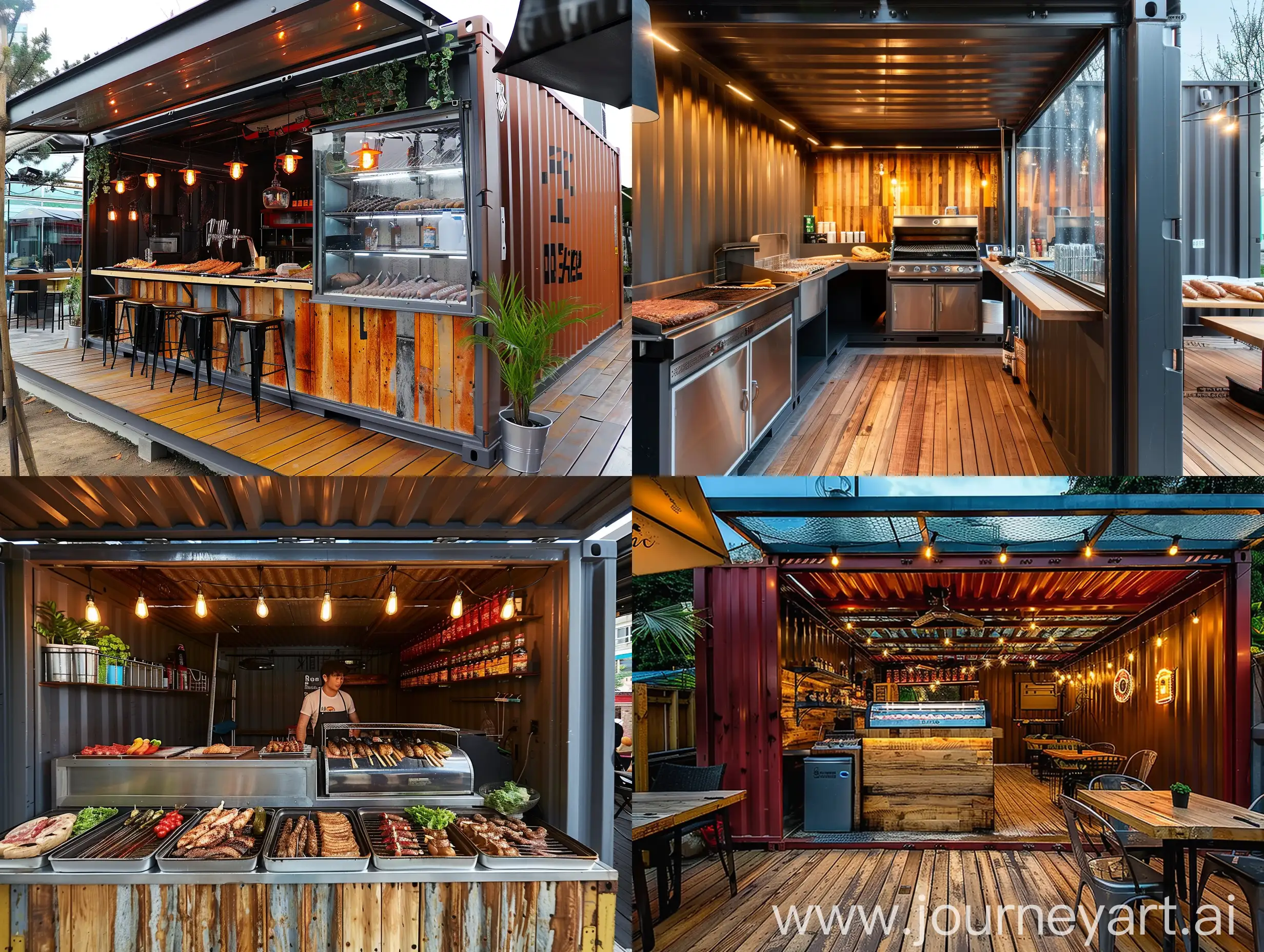The container room selling barbecue is beautifully decorated, and the appearance is gorgeous and real