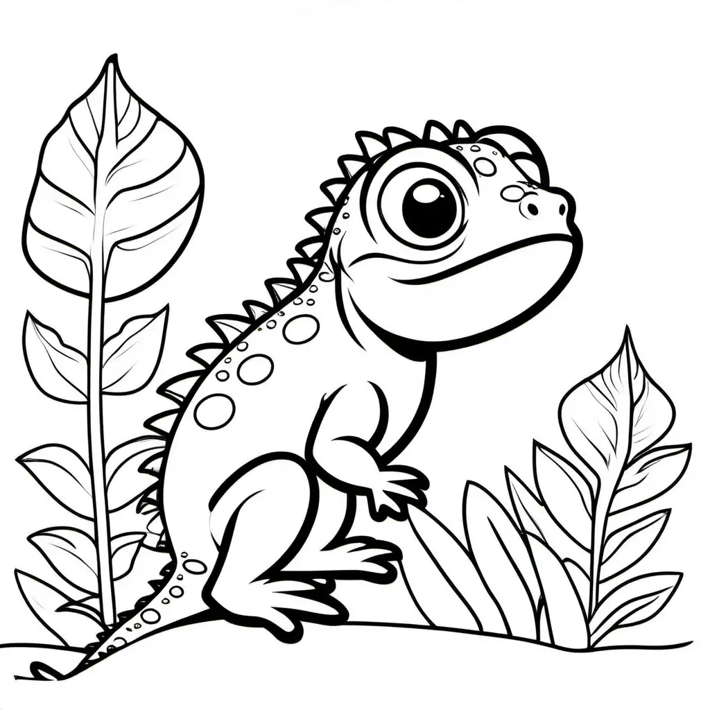 Simple-Black-and-White-Coloring-Page-of-a-Cute-Lizard