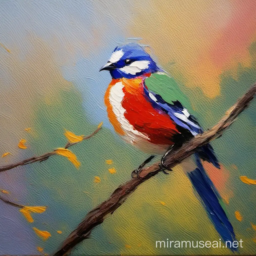 Colorful Impressionist Bird Painting Vibrant Avian Artwork in Brush Strokes