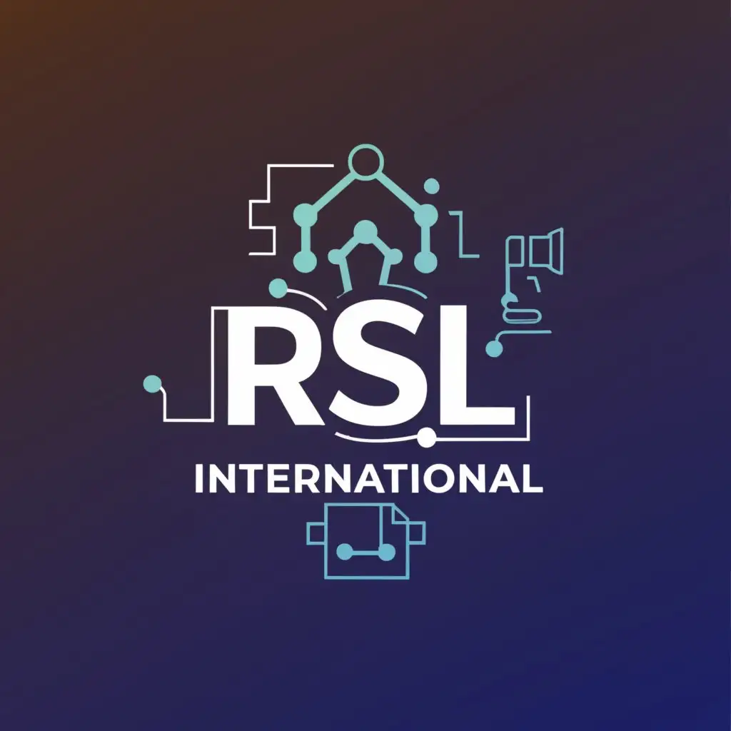a logo design,with the text "International", main symbol:IT-related symbols, such as circuit designs or icons related to software - Digital marketing symbols, like target icons or SEO graphs - Verbiage, ideally integrating our company name 'RSL International' - Although color preferences aren't strict, a palette that complements the industry would be a bonus. Since we're working on an urgent timeline, a designer who can commit to finalizing the project ASAP is preferred.,Minimalistic,be used in Technology industry,clear background