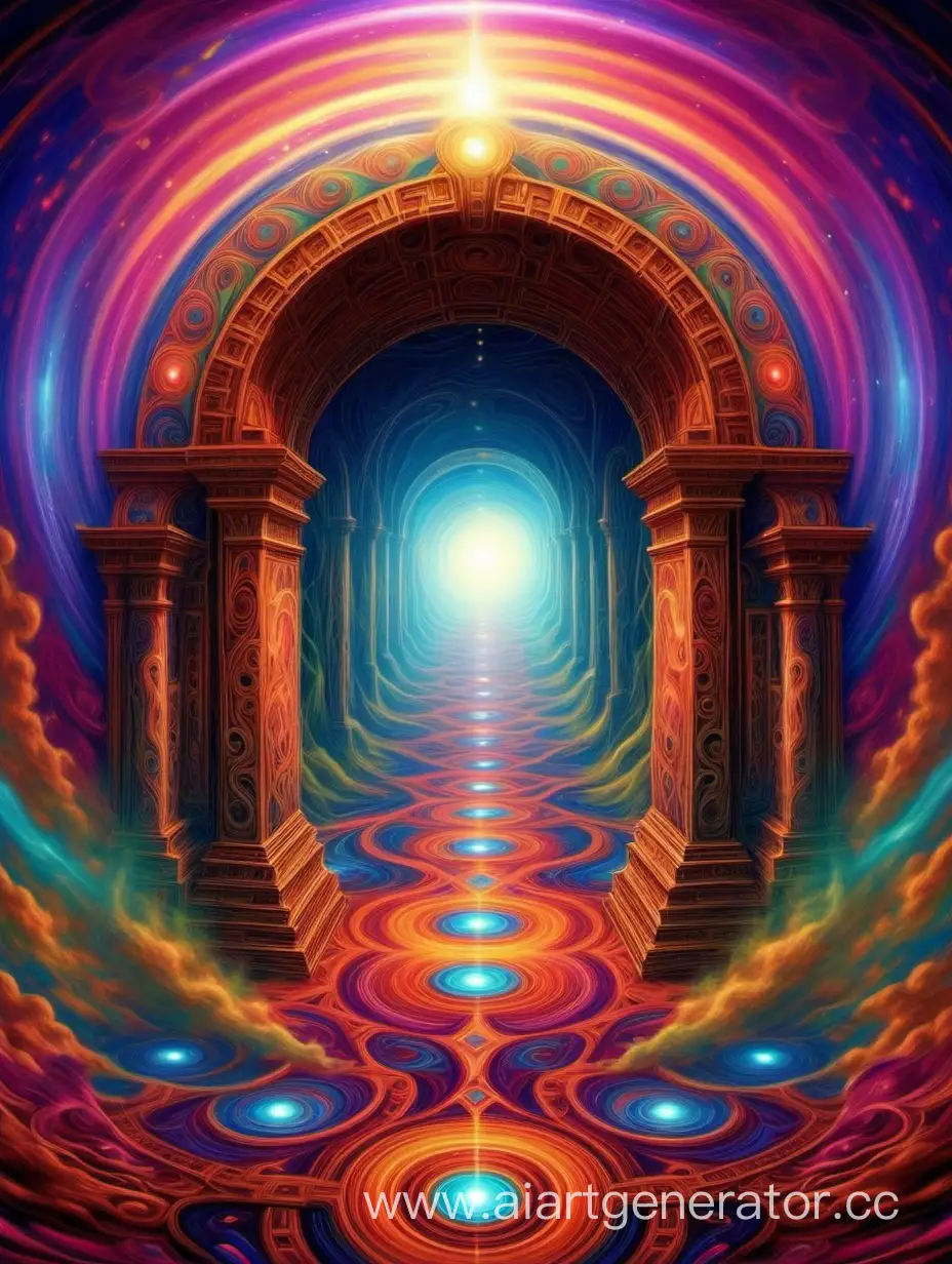 Psychedelic Portal.As you step through the swirling vortex of colors, your senses are immediately overwhelmed by the kaleidoscope of patterns and sounds. The air is thick with the scent of incense and the distant echo of hypnotic music. You can feel the energy pulsating through the air, pulling you deeper into the psychedelic realm. This is no ordinary portal - it's a gateway to a world beyond imagination, where anything is possible and reality is just a suggestion. Are you ready to explore the unknown?