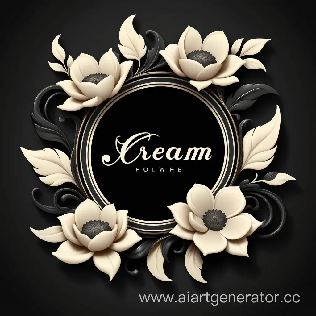 Vintage-Black-Frame-Surrounding-Cream-Flower-Logo