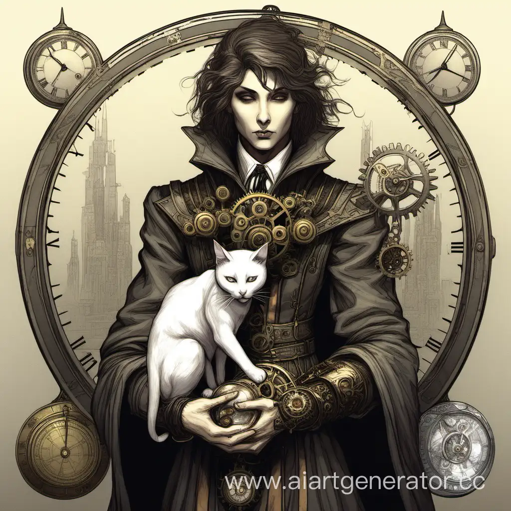 sotha sil holding a clockwork cat
