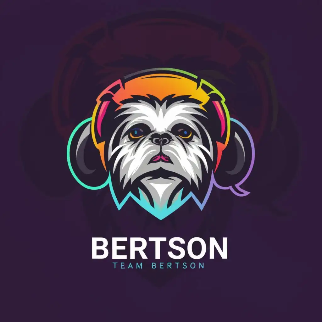 logo, headset keyboard mouse pekengenese dog, with the text "Team bertson", typography, be used in Technology industry